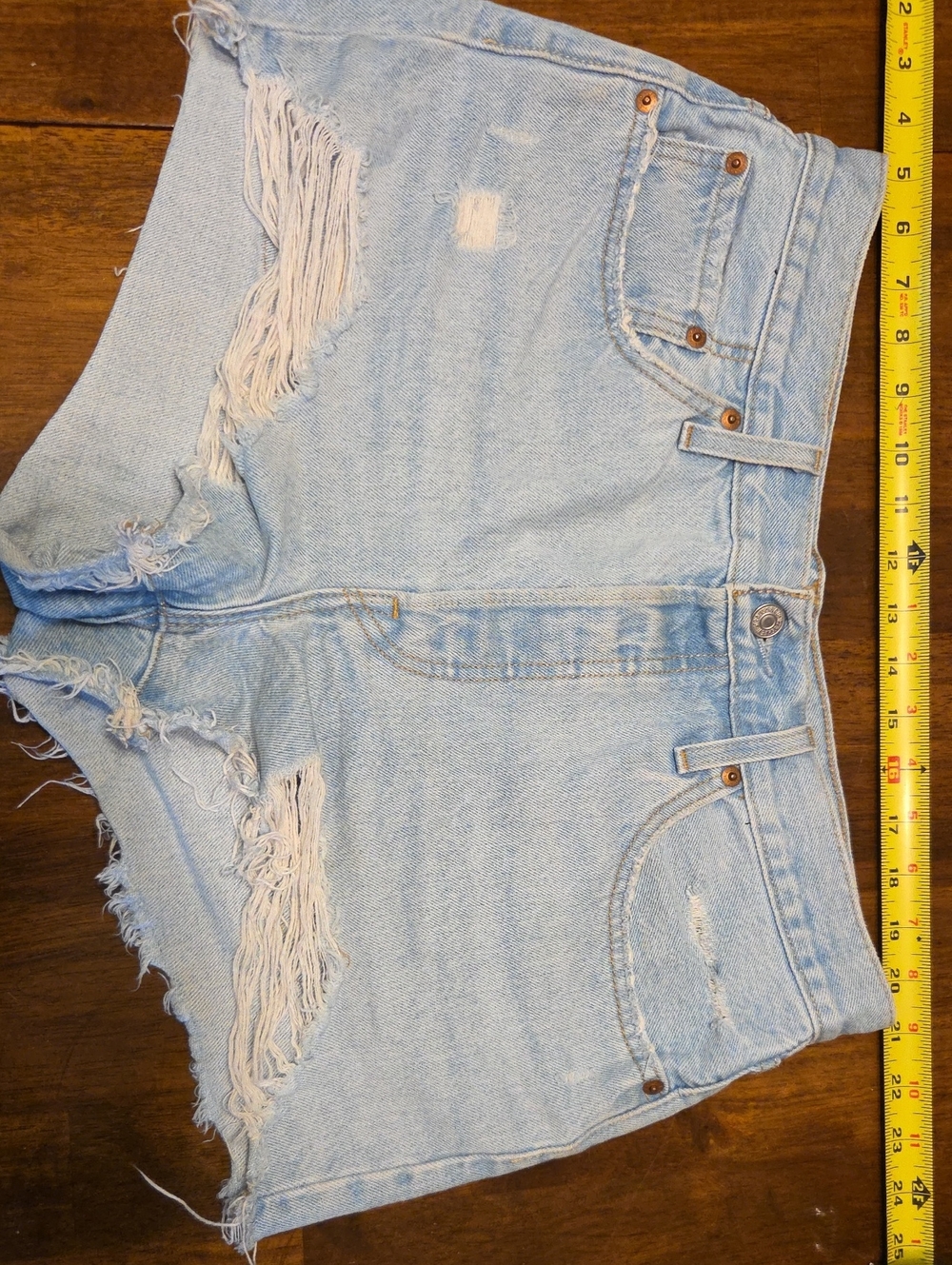 Levi's Light Blue Distressed Denim Cutoff Shorts